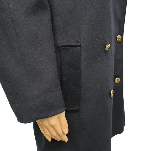 Vintage 80s Braefair Wool Pea Coat Overcoat Union Made in USA Double Breast 10 L - Picture 5 of 12